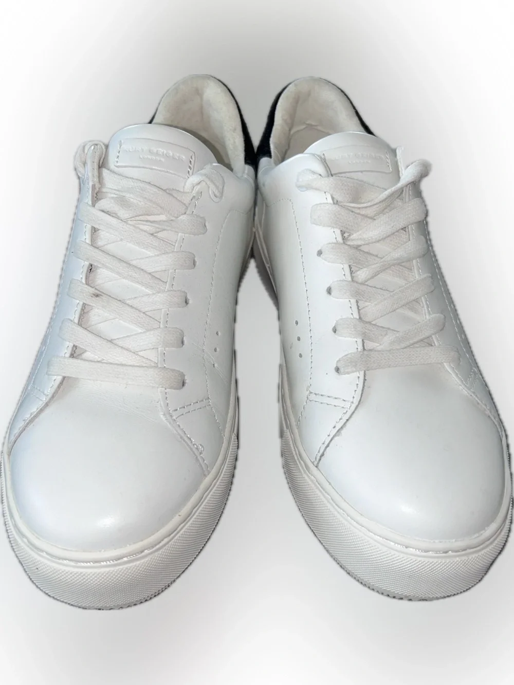 Kurt Geiger White Leather Sneakers with Black Heel Panel